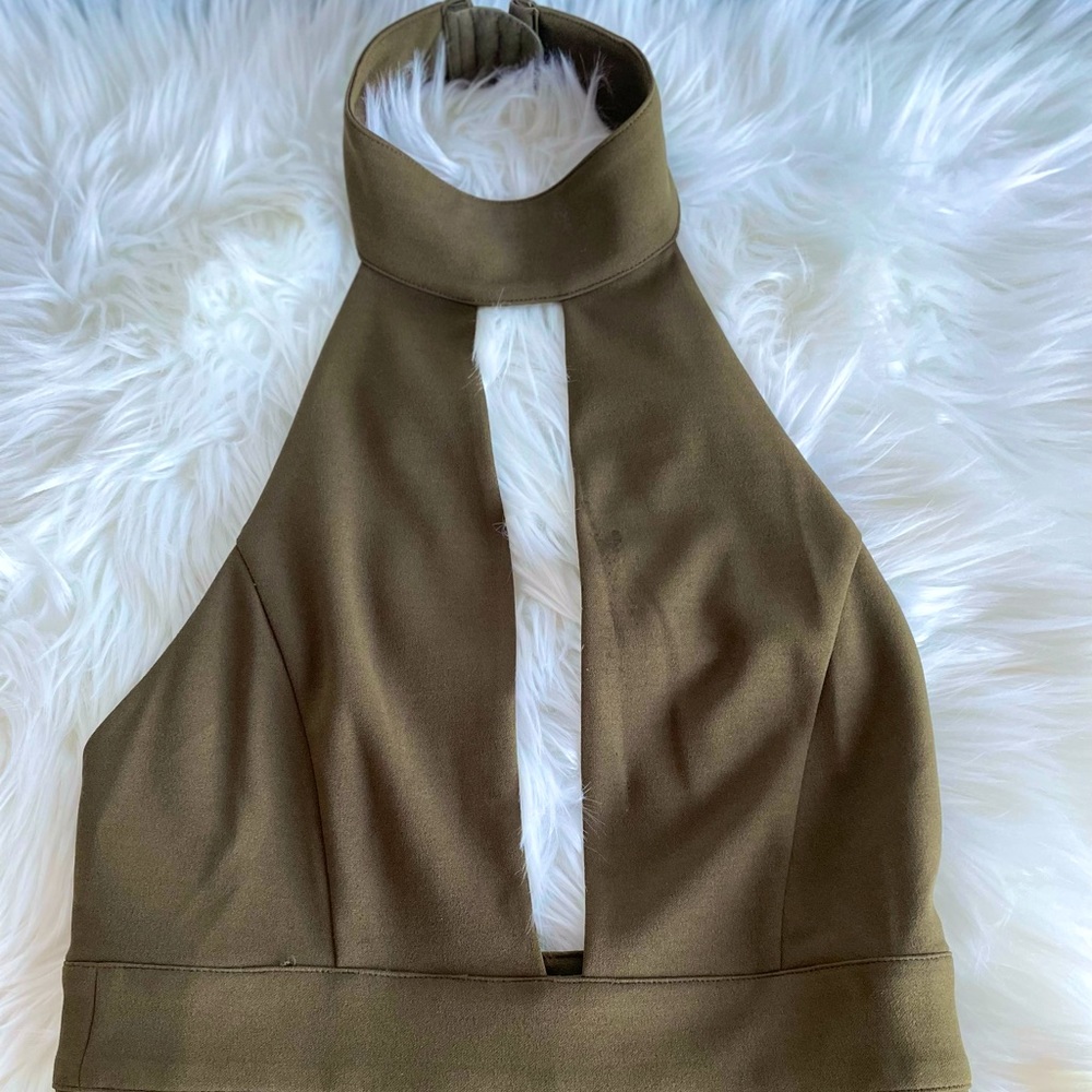 Backless Olive Green Jumpsuit